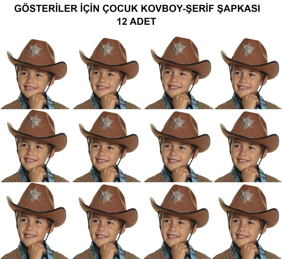 Kovboy Şerif Şapkası Kahve 12 Adet - Kostüm, Parti ve Gösteri Şapkası