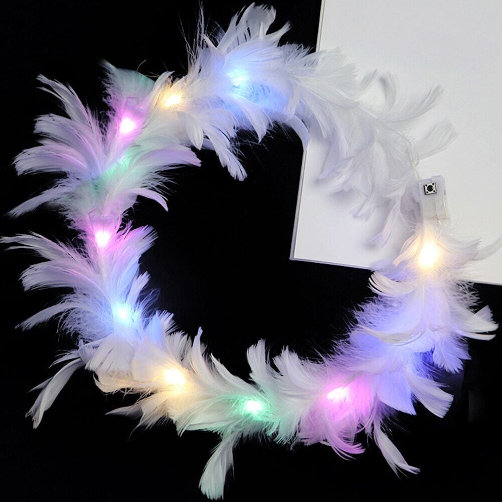 Led Işıklı Rengarenk Yanan 3 Fonksiyonlu Otrişli Parti Tacı Beyaz Renk 12x12 cm