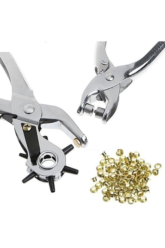 Kemer Delme ve Perçin Pensesi Ikli Set Deri Plastik Delici