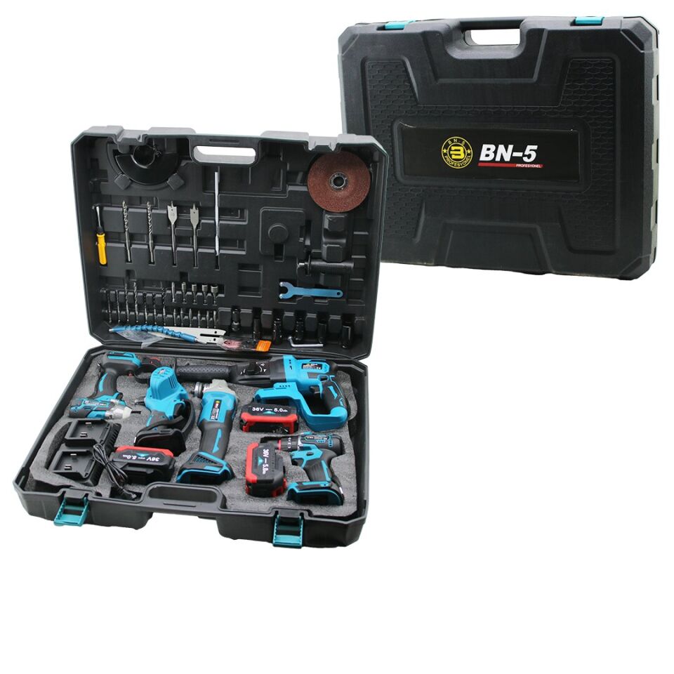BN5 5PCS USTA ELEKTRİKLİ ALET SETİ ŞARJLI 36V 5.0Ah MATKAP HİLTİ TAŞLAMA SOMUN SÖKME