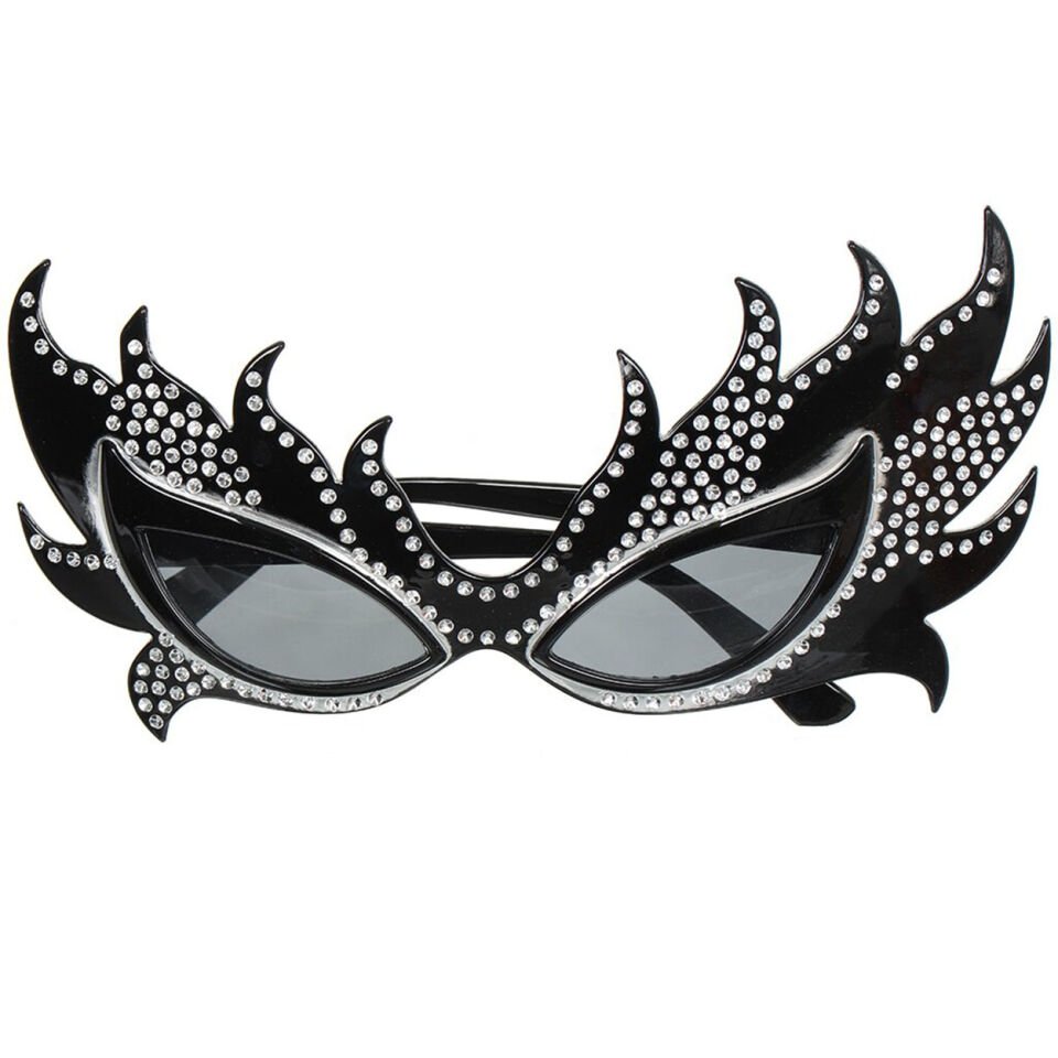Taşlı Göz Kamaştıran Gecenin Yıldızı Siyah Parti Alev Gözlük