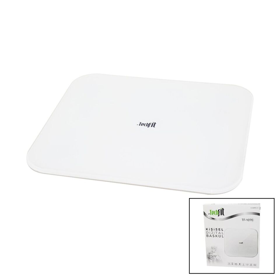 GİZLİ EKRAN -SOFT BEYAZ CAM ZEMİN DİJİTAL BASKÜL TERAZİ 180KG SENSÖR -LED EKRAN -ODA℃ TF-1070