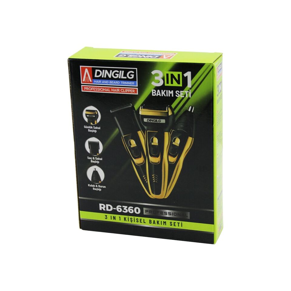 3IN1 KİŞİSEL BAKIM SETİ SAÇ SAKAL KESME - SIFIR SAKAL - KULAK - BURUN TRAŞ MAKİNESİ RD-6360