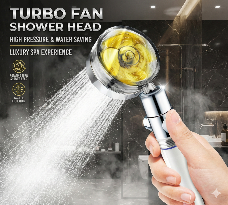 Duş Başlığı Turbo Pervaneli Serinletici Tasarım