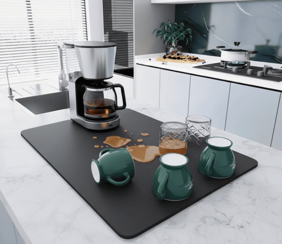 Çay Makinesi Altlığı Su Emici Kaymaz Taban Tezgah Koruyucu Kurulama Matı