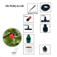 Mikro Damlama Sulama - Bahçe Sulama Hortum Seti 10 Metre Hortum Ve Parçaları