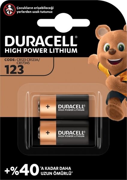 Duracell Lityum CR123A Pil 2'li
