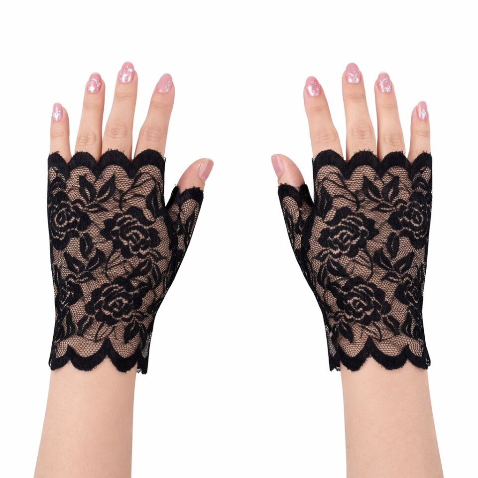 Siyah Dantel Parmaksız Kısa Eldiven