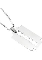 Jilet Çelik Kolye - Jilet Model Paslanmaz Gümüş Renk Çelik Kolye