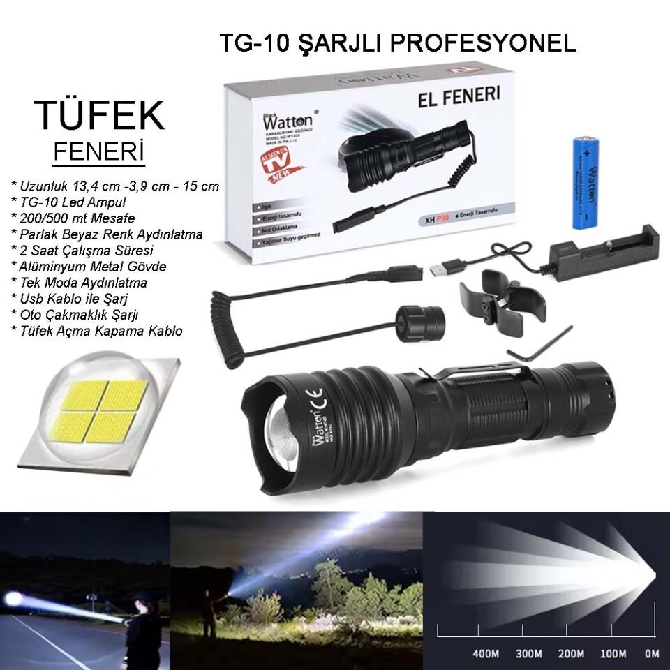 Tg-10 Şarjlı Profesyonel Av Feneri Wt-620