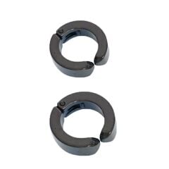 Erkek Küpesi - 2 Adet Siyah Çelik Kıstırmalı Küpe Paslanmaz Atmaz Çelik Siyah Küpe