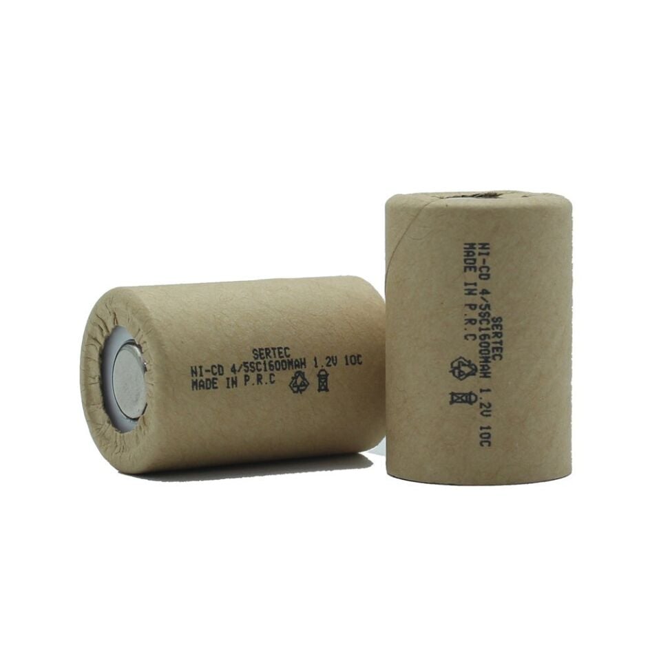 1.2V Ni-Cd  4/5 SC 1500 Mah Kağıt Şarjlı Pil 10C (Başsız/Flat Head)