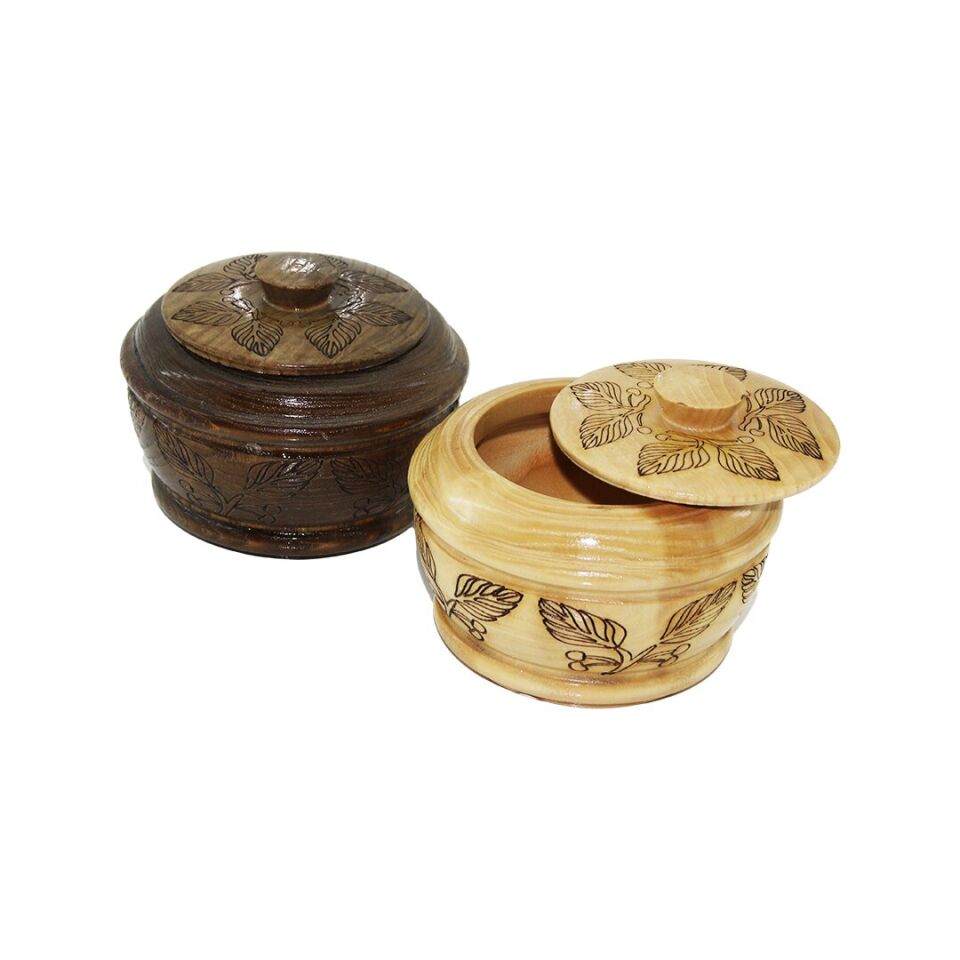 Şekerlik AYAKSIZ DESENLİ CNC İŞLEMELİ AHŞAP ŞEKERLİK KAPAKLI