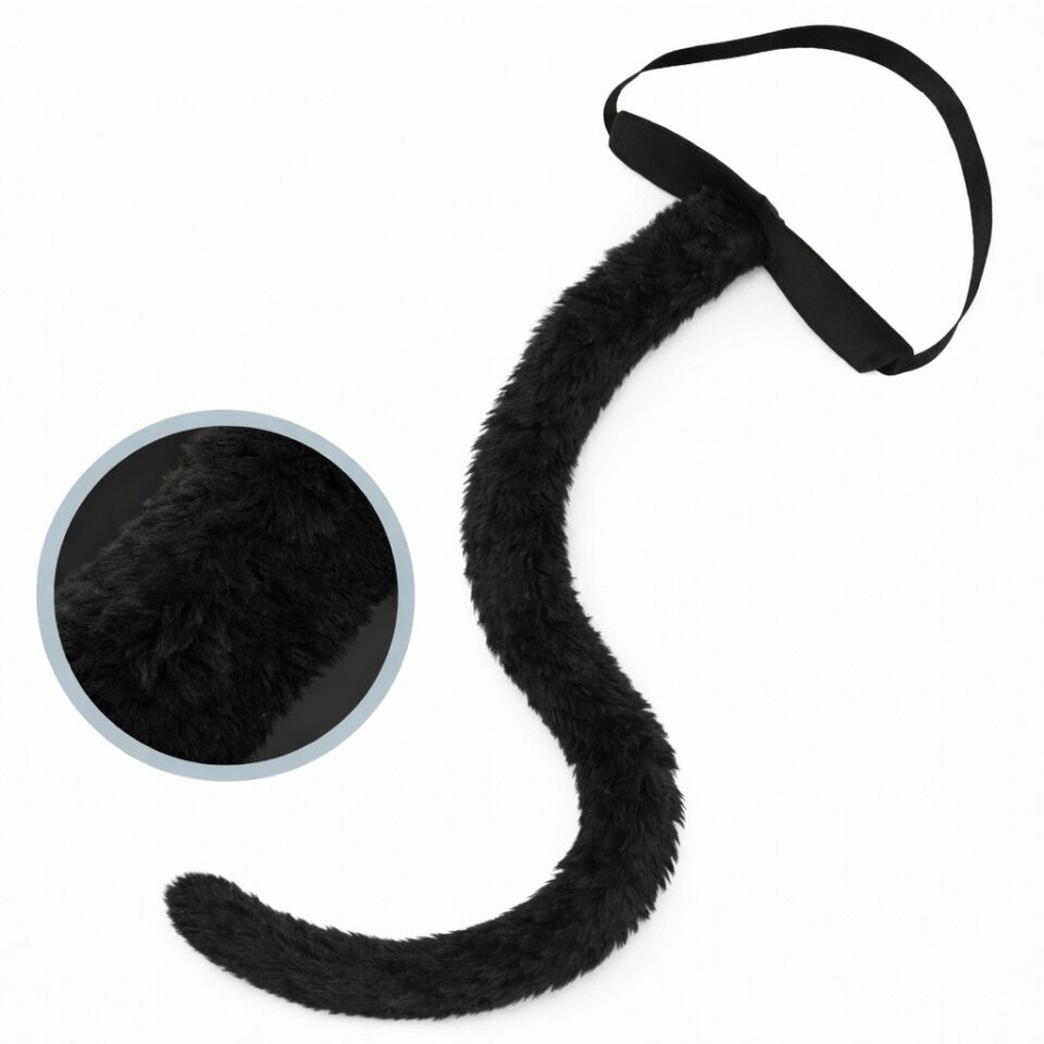 Siyah Peluş Kuyruk Şekil Verilebilir 70 cm