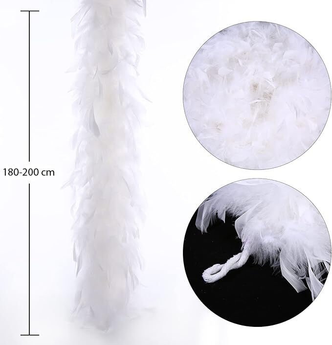 Beyaz Renk Kabarık Kalın Otriş Boa Tüy 6 cm Genişlik 180-200 cm Uzunluk