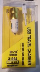 Çift USB Girişli 3.1 Çıkışlı Seyahat Seti Android / Micro Usb