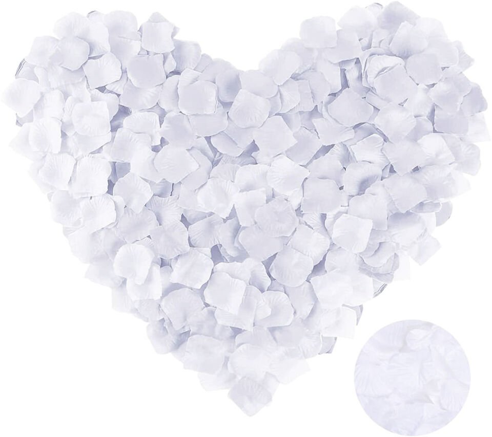 Beyaz Renk Gül Yaprağı Şekilli Konfeti 1 Paket 100 Adet