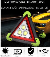 Reflektör 3 Ledli Güneş Enerjili - Kamp Feneri - Işıldak - Powerbank