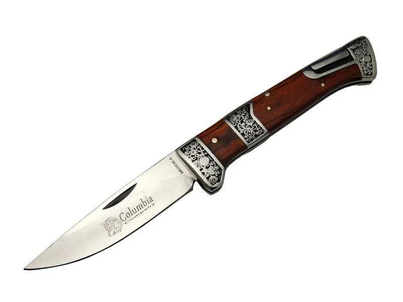Columbia MB3936A Kahverengi Av / Kamp Çakısı 20cm- Manuel, İşlemeli, Kemerlikli, Ahşap Sap
