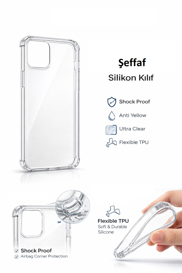 Samsung Galaxy A55 Uyumlu Şeffaf Silikon Telefon Kılıfı Esnek Darbe Koruyucu