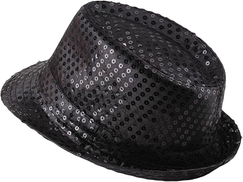 Çocuk Boy Siyah Payetli Şapka Gösteri Şapkası Michael Jackson Şapkası 54 No