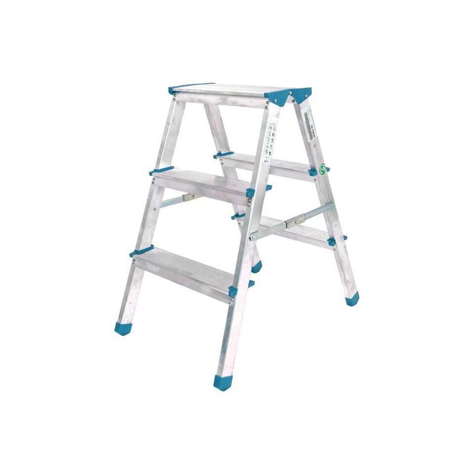 ÇİFT BASAMAKLI ALÜMİNYUM METAL MERDİVEN YÜKSEKLİK 69CM BAŞ GENİŞLİK 8CM