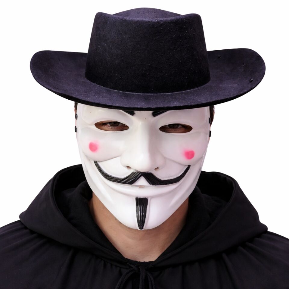 Vendetta Maske ve Şapka Seti – Anonim Stil Parti Maskesi