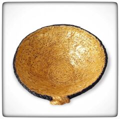 Dekoratif Sepet Sunum Kase Doğal Jüt İp GOLD